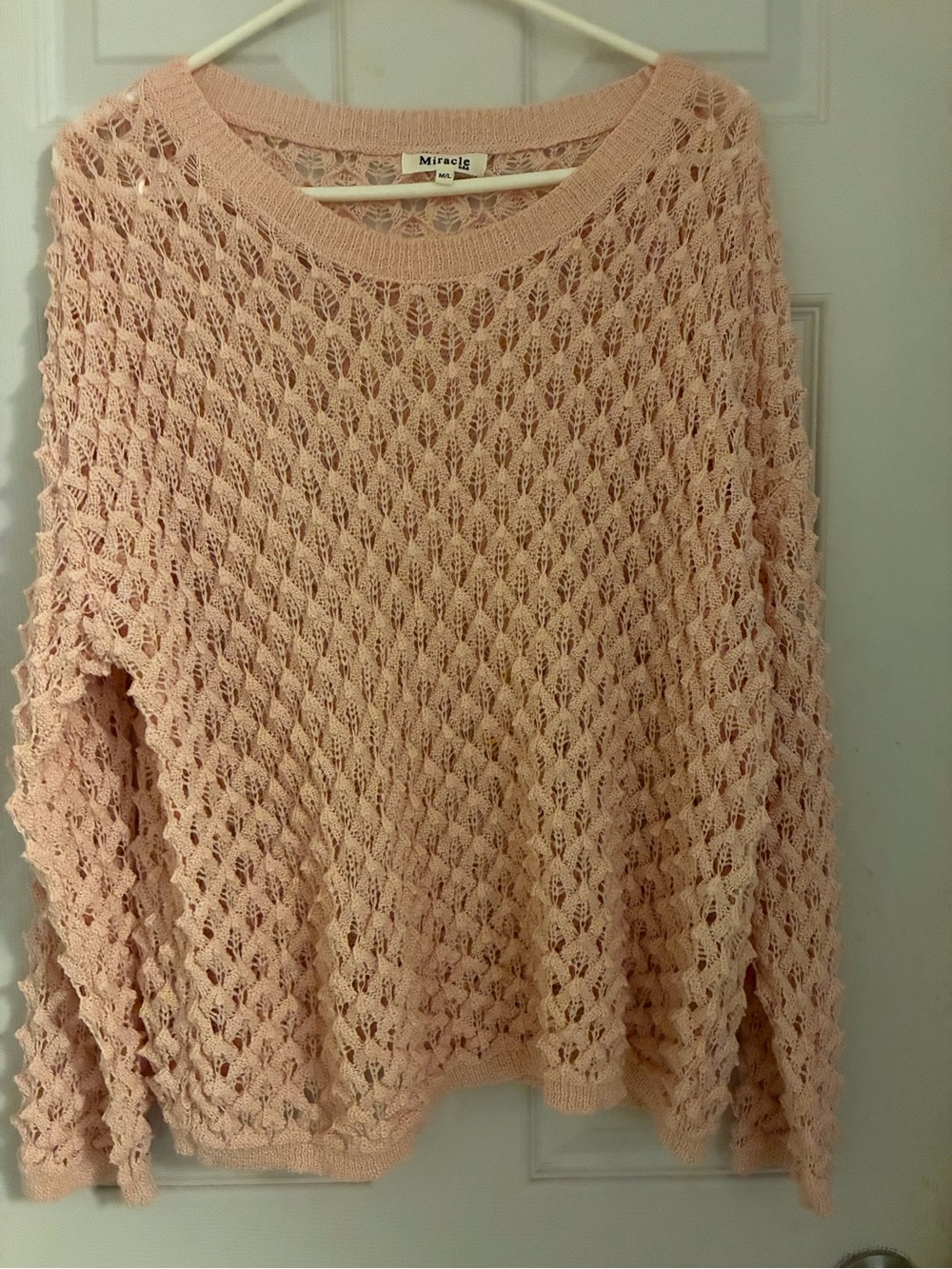 Miracle Open-Knit Scoop Neck Sweater - Light Blush Pink